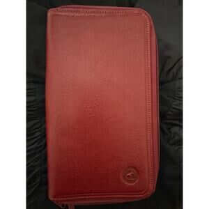 Genuine made in France leather red travel wallet French Elephant d'Or EUC 8x5